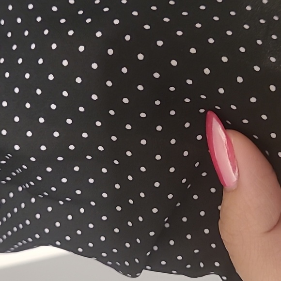 Womens Black Dress Shirt with White Dots - Picture 2 of 4